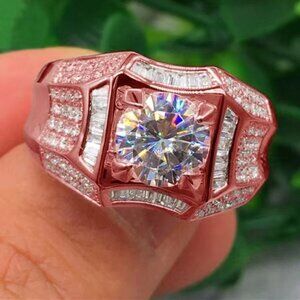 🎀 Hot Round Shiny CZ Square Silver Rose Gold Rings For Women, HA4376-6